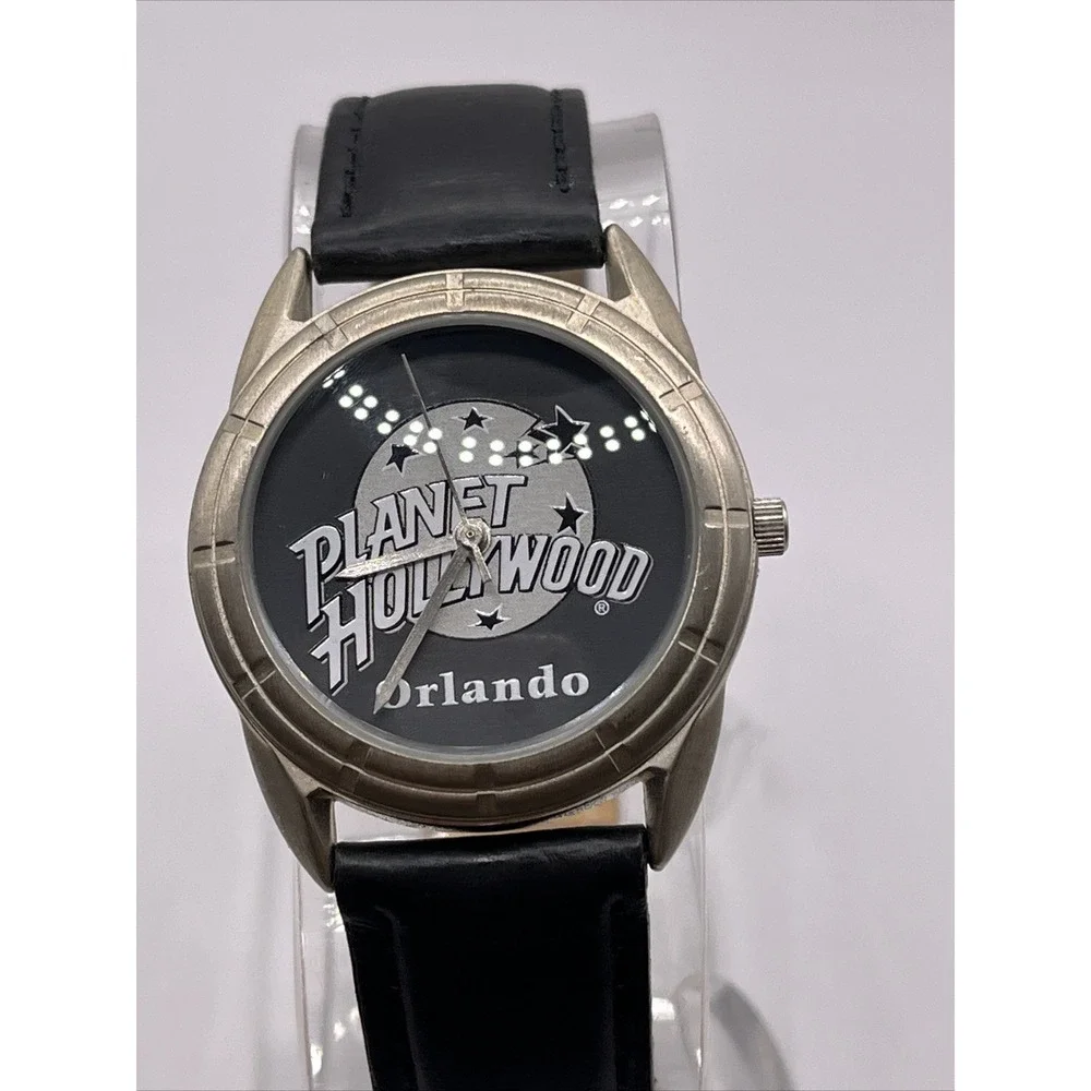 Planet Hollywood Orlando by Fossil Watch Black Dial & Leather Band- New‎ Battery